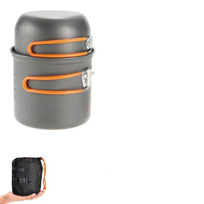 2024 Portable Camping Cookware Set Outdoor Pot Mini Gas Stove Sets Nature Hike Picnic Cooking Set With Foldable Spoon Fork Knife