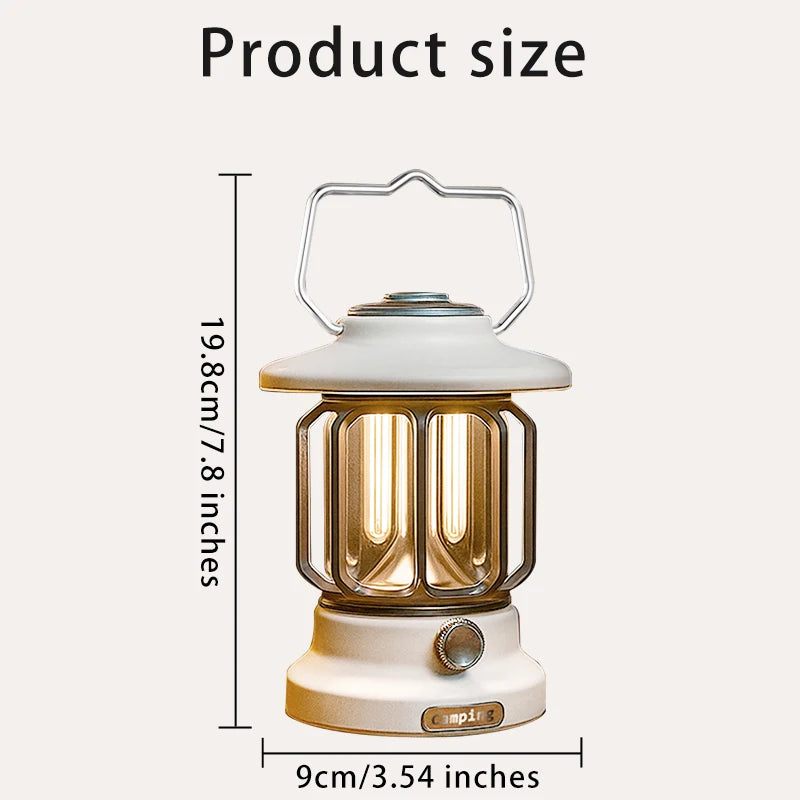 Camping lights  Portable Camping Light  Rechargeable lamp Retro style lamp Dimmable Suitable for picnics, hiking and camping