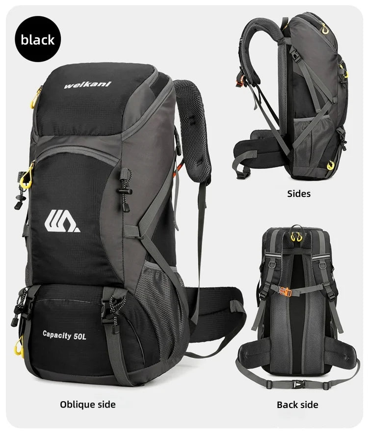 Outdoor hiking backpack of 50L for camping and hiking. Multi-functional large-capacity camping backpack. Comfortable and casual.
