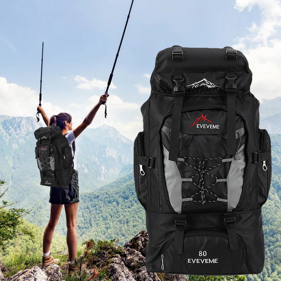 80L Hiking Climbing Backpack Camping Trekking Bag Waterproof Outdoor Sports Mountaineering Bags Rucksack Large Travel Backpacks