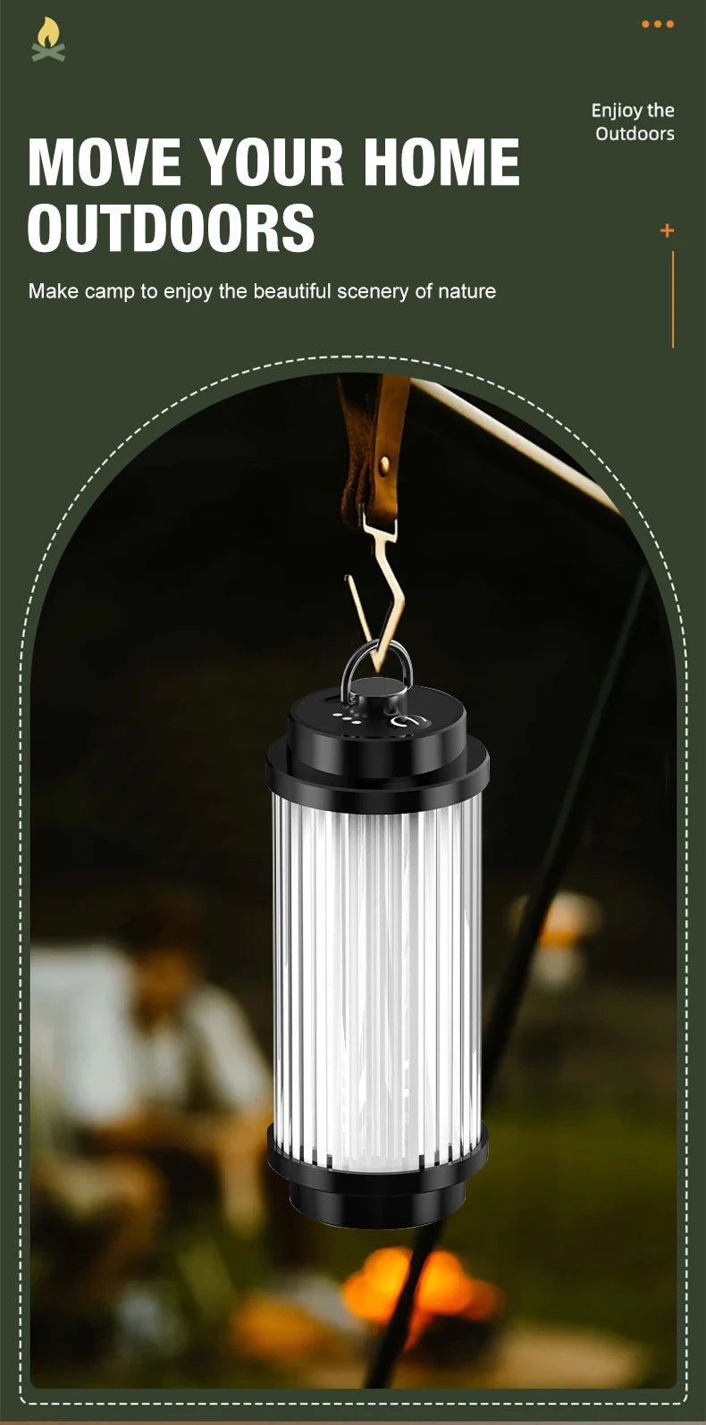 Outdoor camping tools camping lights 5 kinds of lights adjustable ceiling can be connected with the bracket TYPE-C charging.