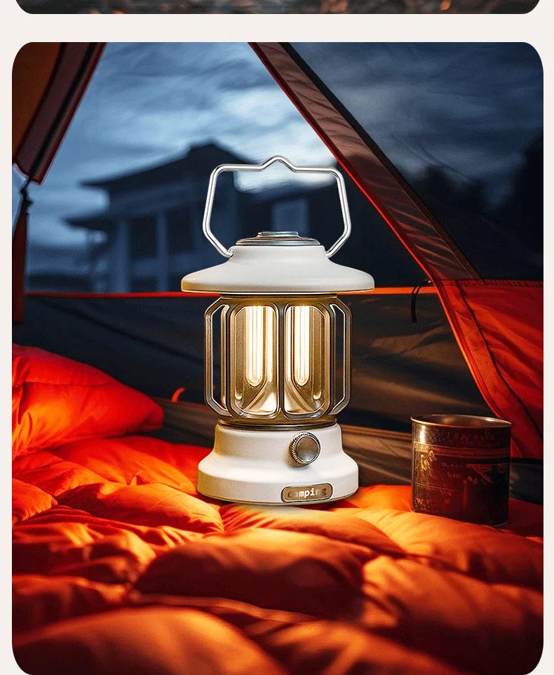 Camping lights  Portable Camping Light  Rechargeable lamp Retro style lamp Dimmable Suitable for picnics, hiking and camping