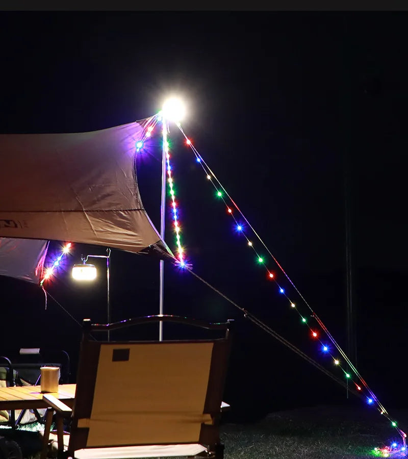 LED Garland Camping Light With Retractable Campify Lamp String LightsColorful Festive Atmosphere Party Tent Lighting Glow Camp
