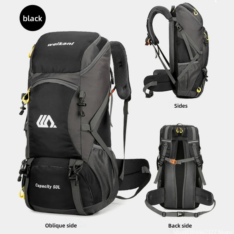 Outdoor hiking backpack of 50L for camping and hiking. Multi-functional large-capacity camping backpack. Comfortable and casual.