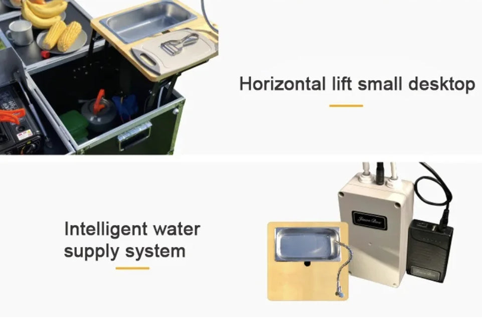 Outdoor Camping Portable Mobile Kitchenette Camping Picnic Kitchen Cooking Folding Storage Box Integrated Stove
