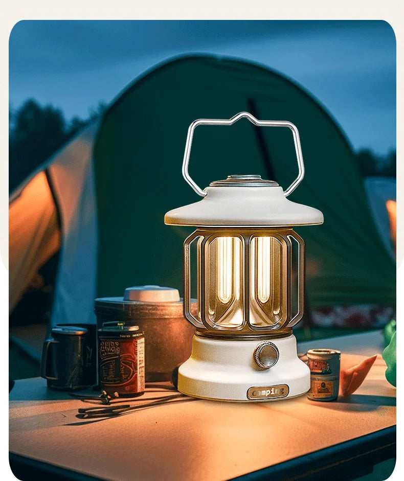 Camping lights  Portable Camping Light  Rechargeable lamp Retro style lamp Dimmable Suitable for picnics, hiking and camping