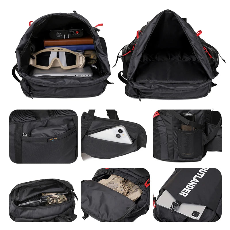 60L Camping Backpack Large Capacity Hiking Travel Outdoor Shoulder Bag Waterproof Trekking Climbing Mountaineering Rucksack