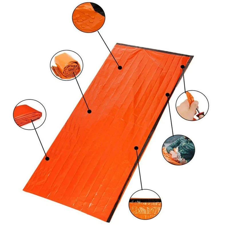 Portable Waterproof Emergency Survival Sleeping Bag Outdoor Pe Aluminum Film Camping Gear Thermal Sack Outdoor Bedding Equipment