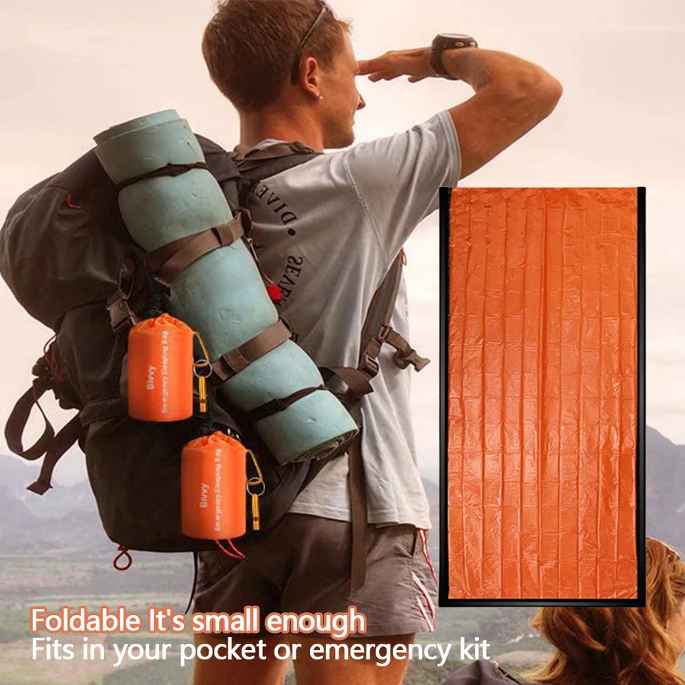 Survival Sleeping Bag Thermal Bivy Sack Portable Thermal Sleeping Bag Survival Gear for Camping Hiking Outdoor Adventure