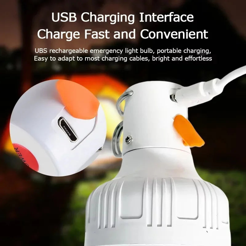 Portable Rechargeable LED Camping Light with Hook Dimmable Tent Lantern Emergency Night Lamp for Hiking Travel Adventure Use