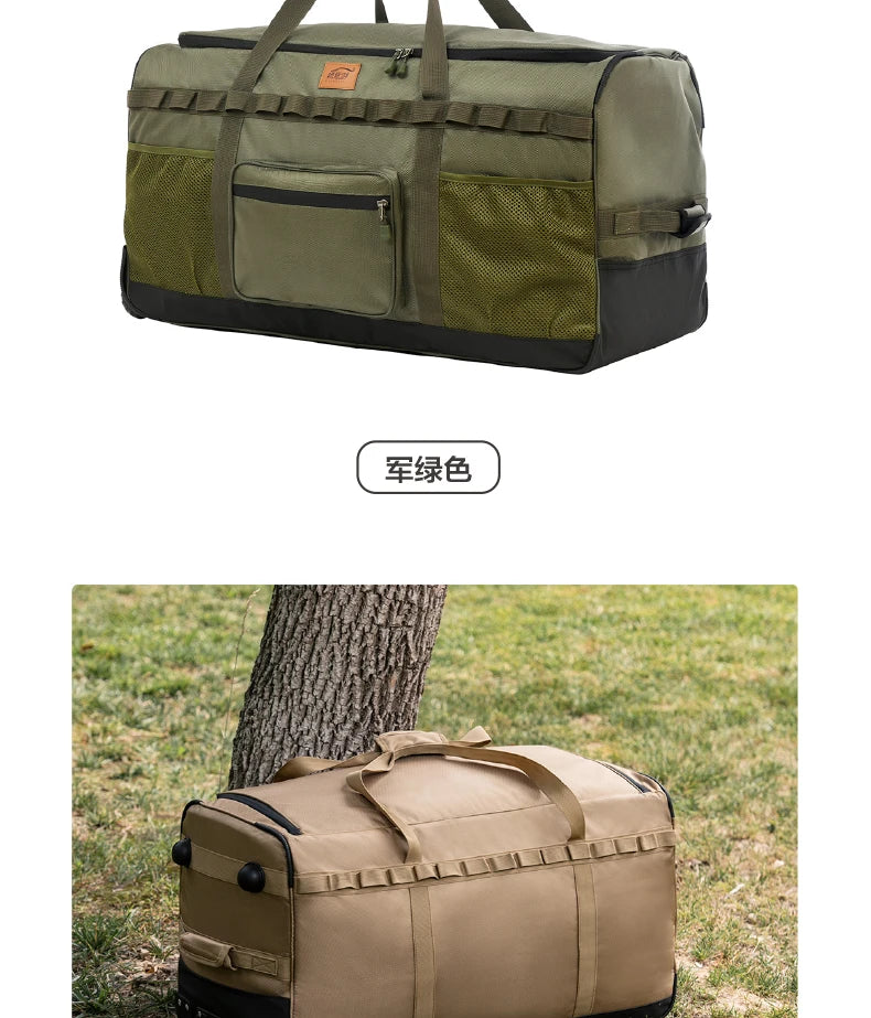 large-capacity mountain bag backpack thick storage with wheels for camping trolley and traveling easy folding labor savings