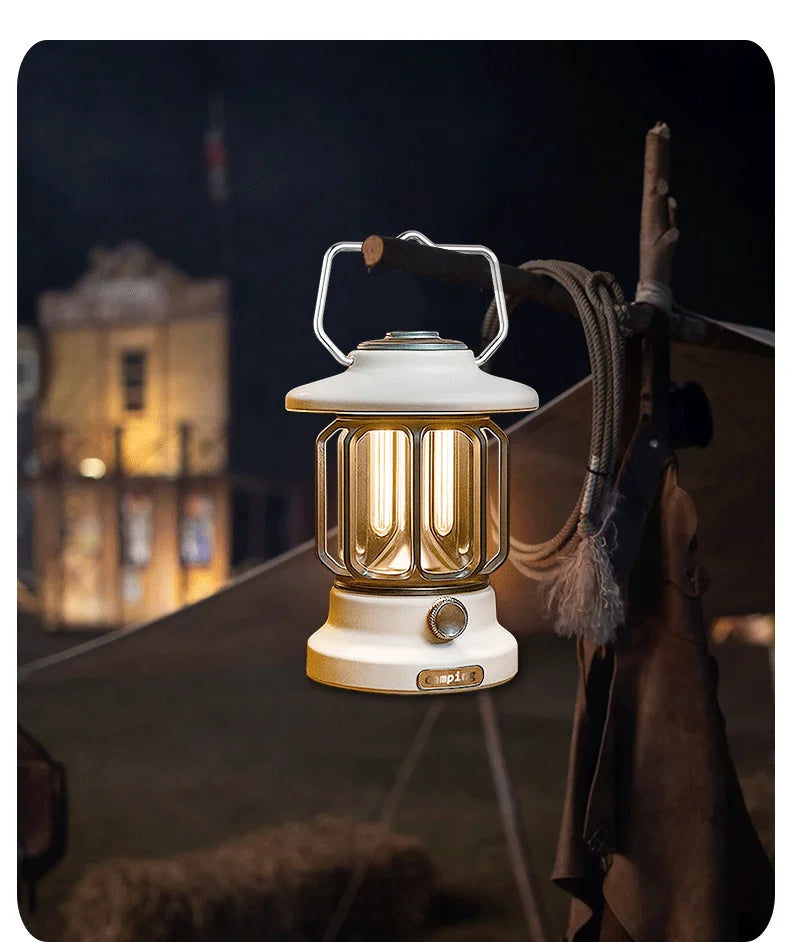 Camping lights  Portable Camping Light  Rechargeable lamp Retro style lamp Dimmable Suitable for picnics, hiking and camping