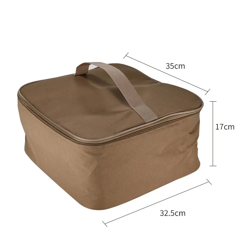 Portable Camping Picnic Cassette Stove Handbag with BBQ Cookware Gas Tank Baking Tray Storage Box Outdoor Cooking Organizer