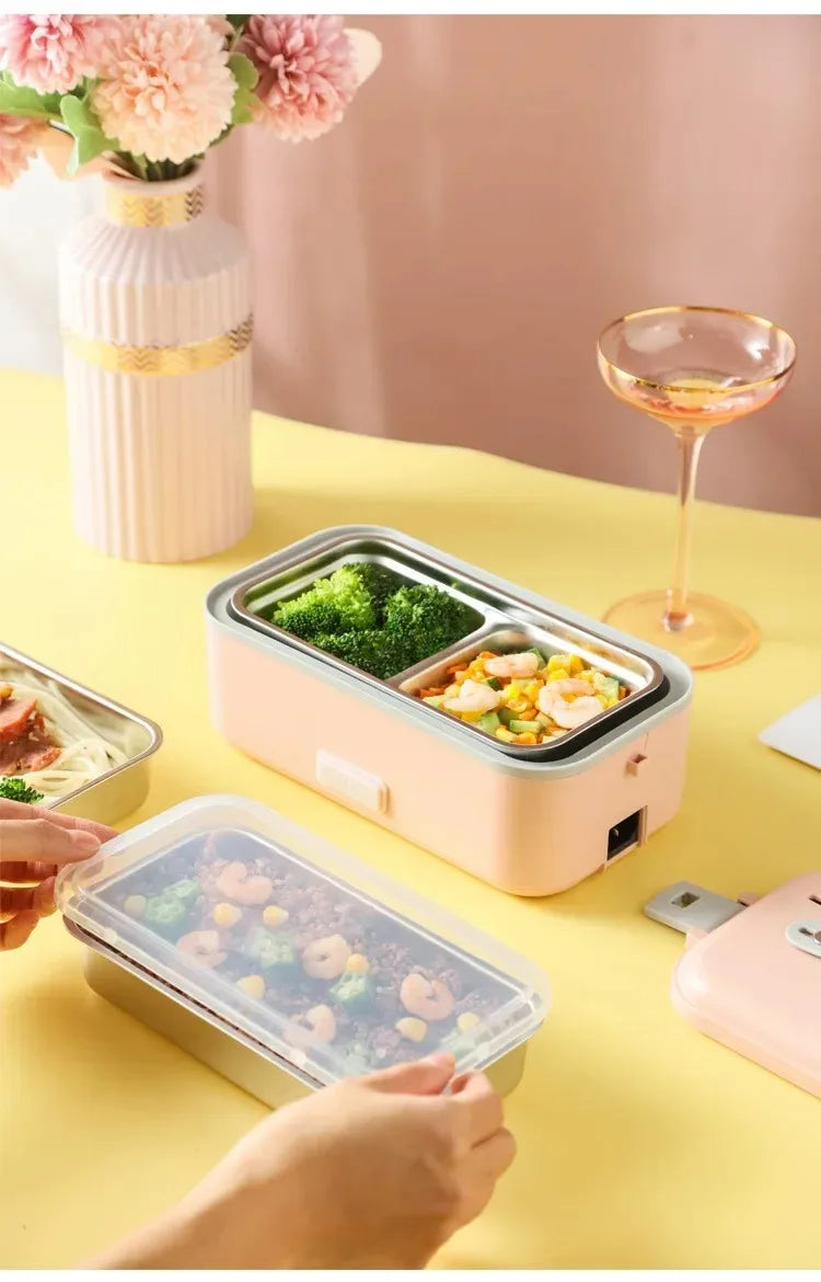 Portable Electric Heating Lunch Box Food Warmer for Outdoor/Travel Self Cooking Heated Lunch Box Office Rice Cooker Warmer