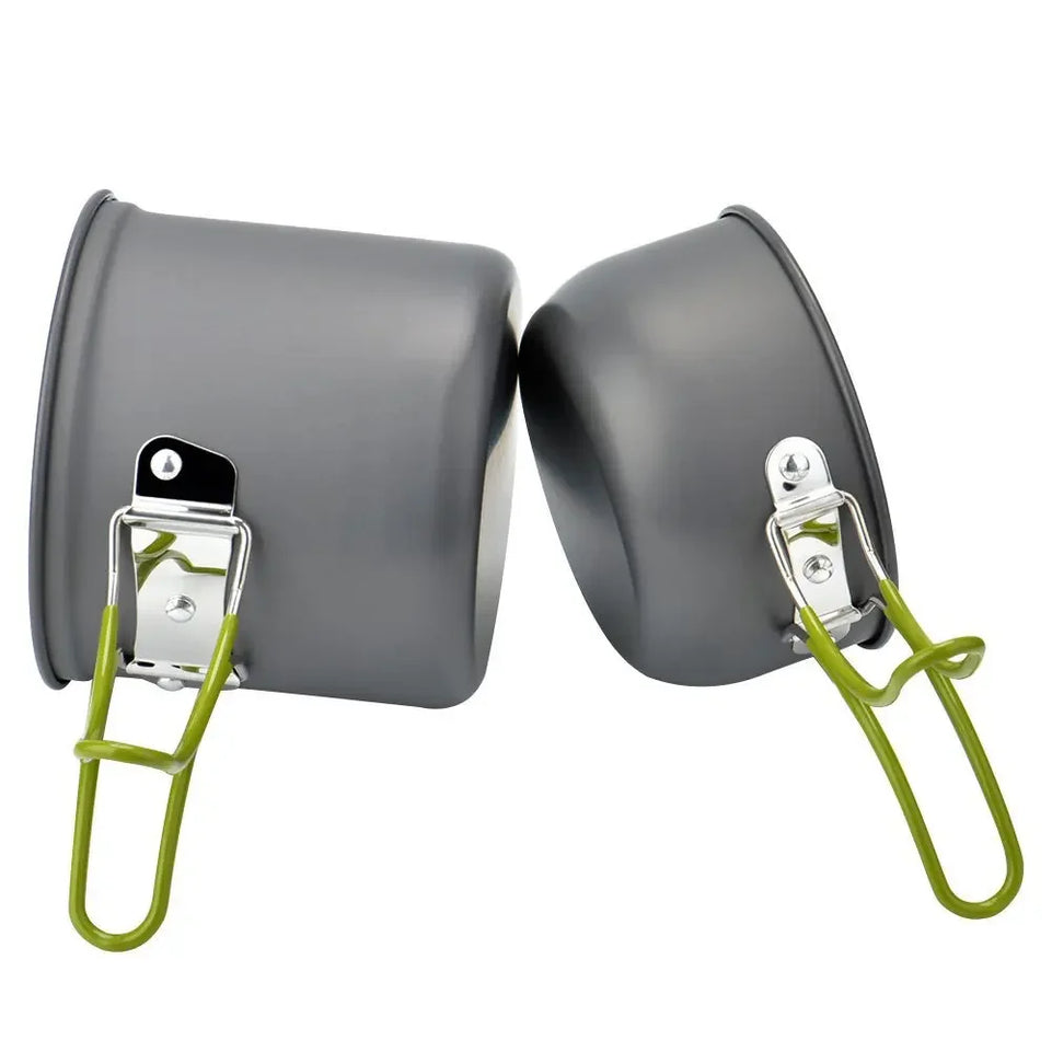 2024 Portable Camping Cookware Set Outdoor Pot Mini Gas Stove Sets Nature Hike Picnic Cooking Set With Foldable Spoon Fork Knife