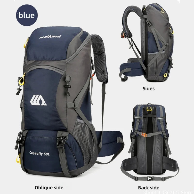 Outdoor hiking backpack of 50L for camping and hiking. Multi-functional large-capacity camping backpack. Comfortable and casual.