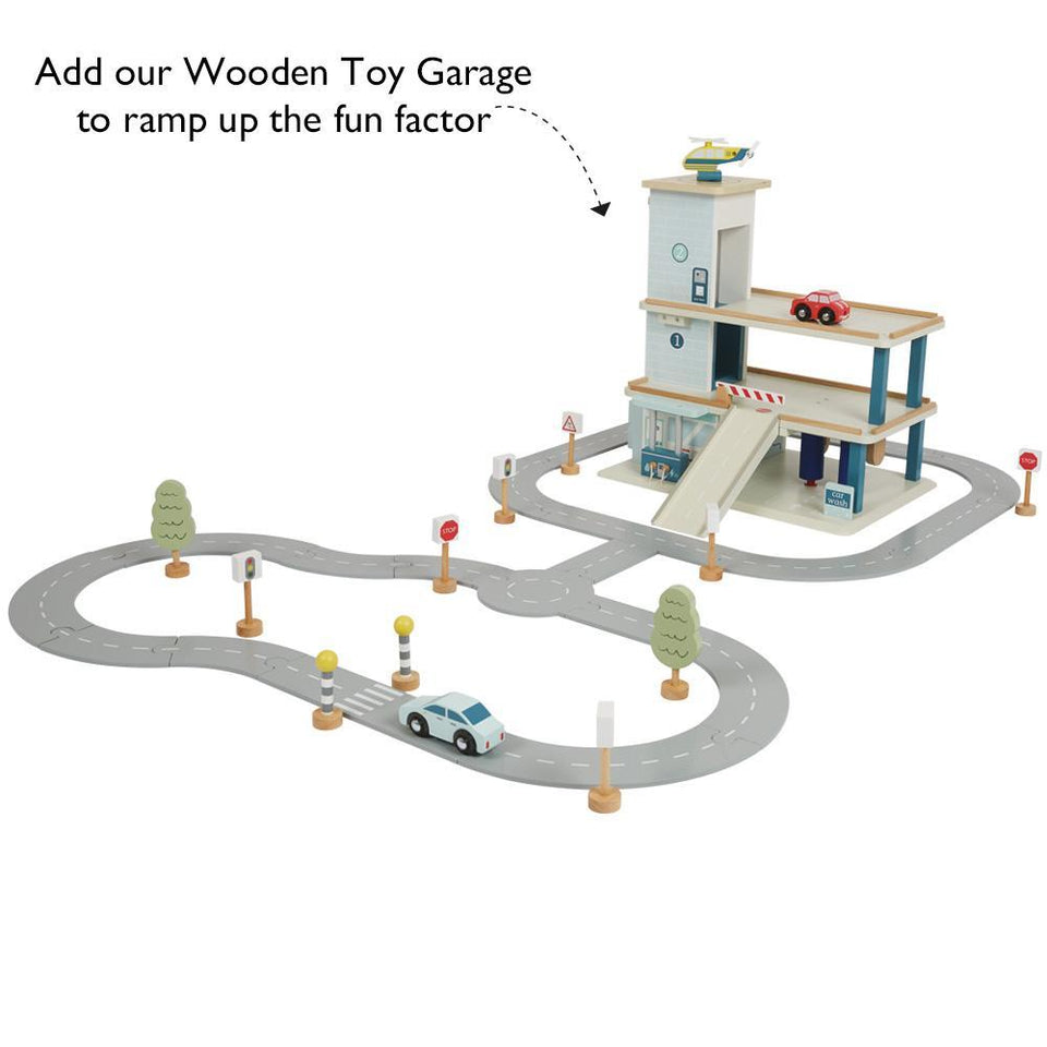 Wooden Road Track with Accessories